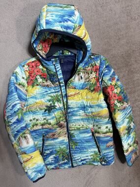 POLO RALPH LAUREN Boys/Youth Size L (14/16)Hawaiian Print Down Jacket Coat MINT